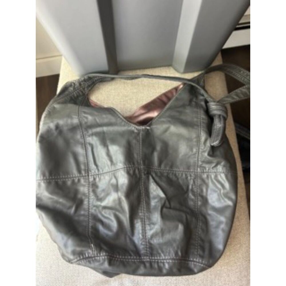 Slouchy Gray Hobo Bag Distressed Shoulder Tote Boho Purse
